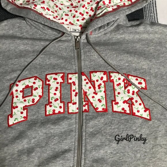 PINK FRANKIES x BERRY FULL ZIP HOODED SWEATSHIRT IN HEATHER GREY ON HAND XS-XL - Picture 6 of 12